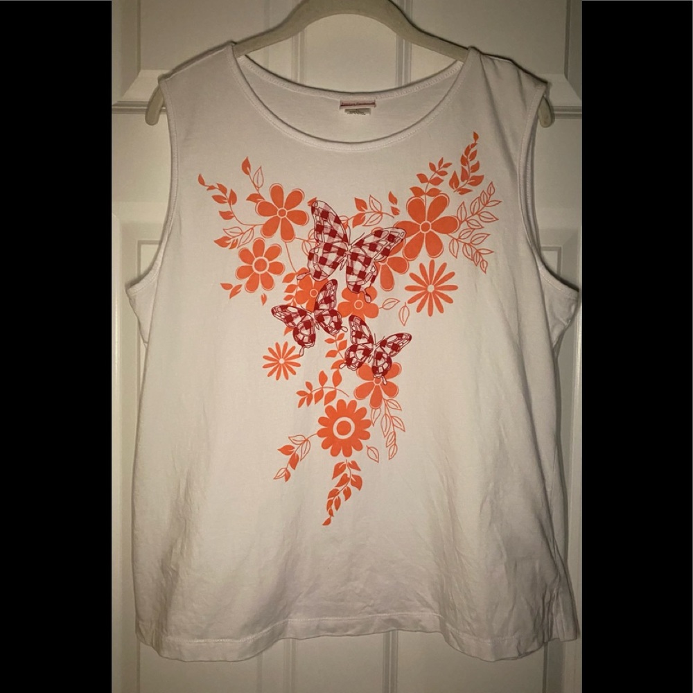 American Sweetheart 100% cotton floral/butterfly tank.